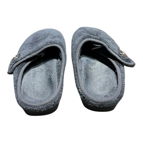 Vionic | Orthopedic Gray Plush Hook and Loop Closure Slippers 6 - Picture 5 of 10
